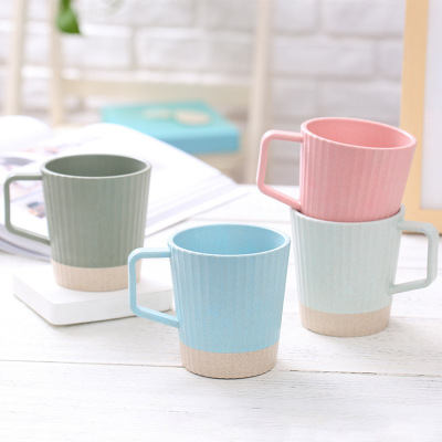 Two-color splicing of wheat straw mugs home drinking cup milk cup bathroom washing cup toothbrush cup mouth wash cup