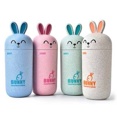 Environmentally friendly wheat straw rabbit water cup plastic handy cup office student cartoon portable water cup cup 