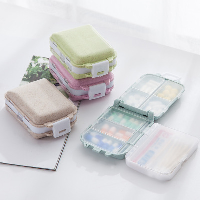 Wheat straw seal three-layer small medicine box environmental protection non-toxic degradable medicine box portable 