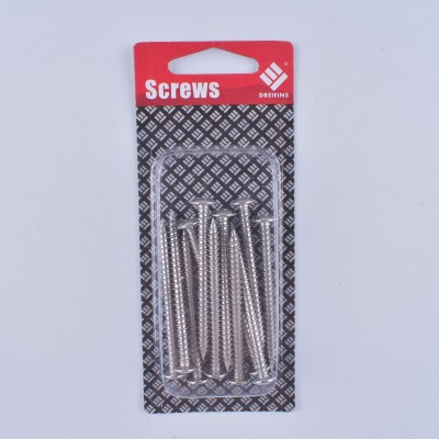 Hardware fasteners blister pack 12PCS stainless steel big flat head self tapping screw 4*35mm