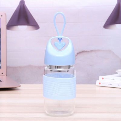 H59 Creative Couple Portable Cup High-Temperature Resistance Anti-Scald Glass Cup Love Portable Water Cup 330ml