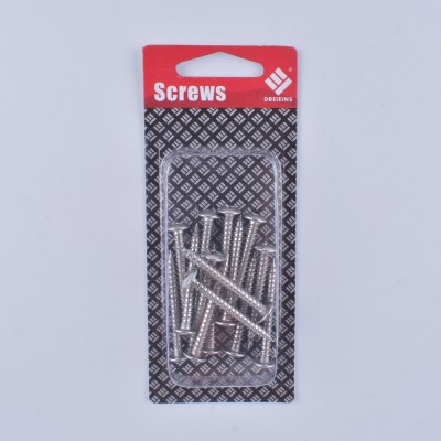 Hardware fasteners blister pack 15PCS stainless steel large flat head self tapping screw 4*35mm
