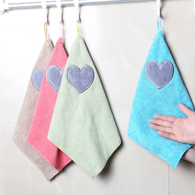 Cartoon love towel can be pendant dishcloth wash dish cloth wash pan dish towel absorbent towel kitchen 100 clean cloth