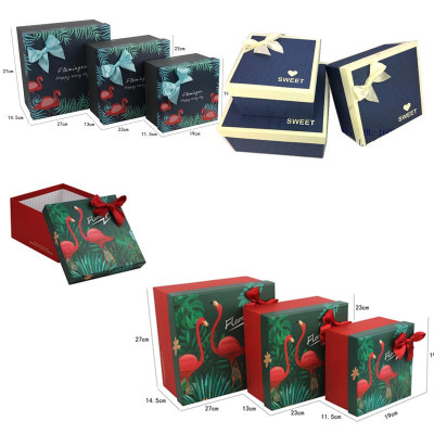 9 designs and colors set of three new creative flamingo gift box business holiday gift packaging carton wholesale spot