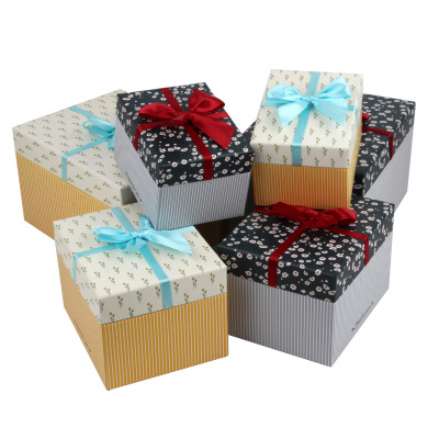 Factory Supply New Bow Korean Style High-End Gift Box Creative Floral Gift Packaging Paper Box Customized