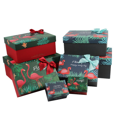 Qixi spot new creative flamingo gift box can be matched with gift bags tote bags fashion packaging carton