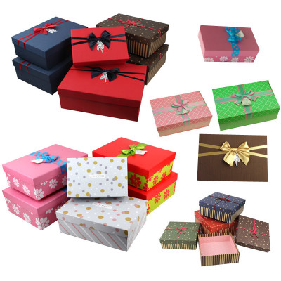 Bowknot plaid gift box, gift box box rectangular exquisite birthday gift box custom wholesale
