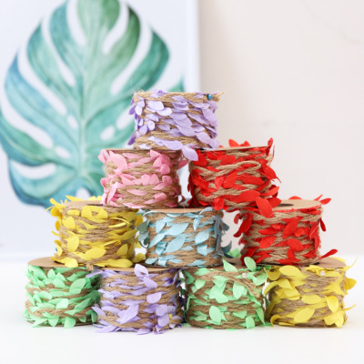 Manufacturers direct 12 rolls of 6 color box colored leaf hemp rope kindergarten decoration rope hand rope spot
