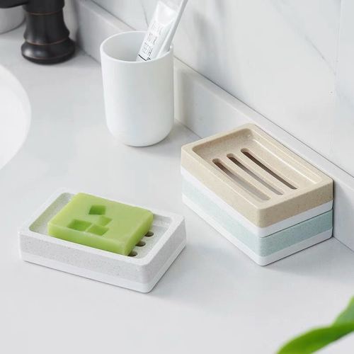 wood grain soap dish new soap box portable double-layer soap tray creative draining toilet rack laundry soap boxes