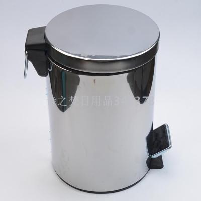 LOGO custom circular with cover hotel household foot stainless steel trash can