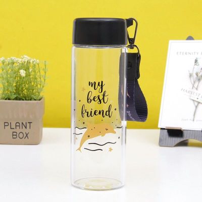 H59 New Arrival Hot Sale Cute Creative Single-Layer Glass Fashion Cartoon Anti-Scald Hand Strap Student Cup Wholesale