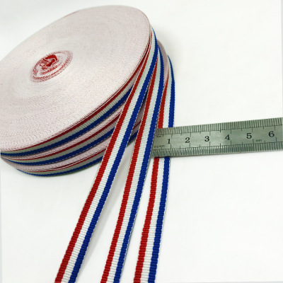 Creative Red, White and Blue Three-Color Belt 1cm Clothing Shoes and Hats Polyester Ribbon Fashion Medal Lanyard Factory in Stock Wholesale