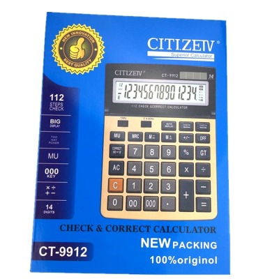 CT-9912-14 Digit Calculator Duplicate Supply Sun Band Battery Belt Check Button Calculator