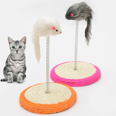 Cat toy sisal spring mouse interesting cat catching toy mouse playing cat spring cat cat supplies