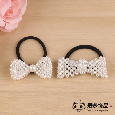 Bow pearl pony tail hair ornament hair ring hand hair rope rubber band rubber band holster hair flower