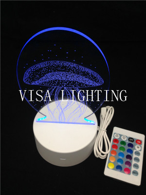 3D mini desk lamp creative advertisement LED custom lamp jellyfish night light touch USB seven color lamp