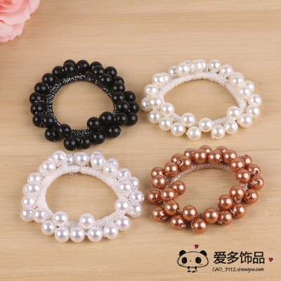 Hand whole circle small pearl hair rope fair lady hair ring headdress wholesale ball head coil hair rubber band head flower