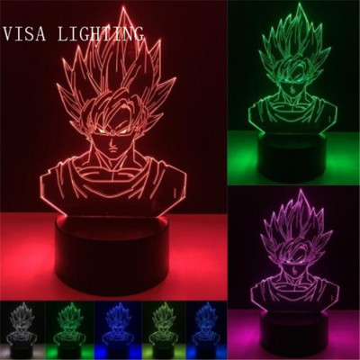 3D dragon ball super Saiyan sun wukong table lamp 7 colors little night light boy toy gifts