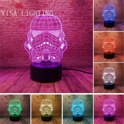 3D Star Wars black warrior table lamp colorful night light led with sleeping table lamp