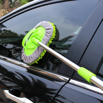 Retractable three section chenille car wash mop wax towing duster car cleaning tool