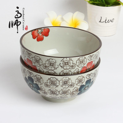Creative Ceramic Bowl New Tableware Bowl Inner Color Porcelain Bowl Wholesale 5-Inch Big Belly Bowl Hot Sale Spot Supply