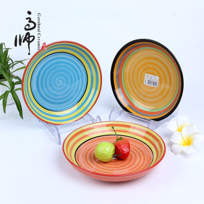 2018 New Arrival Hot Sale Ceramic Plate Hand-Painted Creative Blue and White Porcelain Rainbow Fruit Plate Ceramic Tableware Wholesale