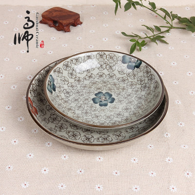 Ceramic Japanese-Style Dish Disc 7-Inch/8-Inch Meal Tray Hand Painted Underglaze Wholesale