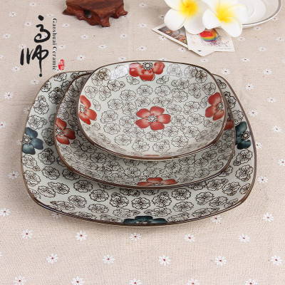 Square round Corner Plate Porcelain Dinner-Ware Factory Direct Sales Hotel Supplies Tableware Overglazed Color Figure Craft Gift Direct Sales