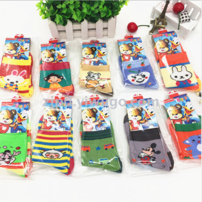 Spring and autumn in candy color baby socks student socks new double cotton yarn independent packaging children socks 