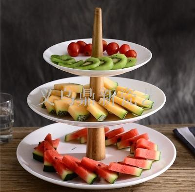 Creative ceramics with bamboo afternoon tea three layer cake fruit fruit plate count heart