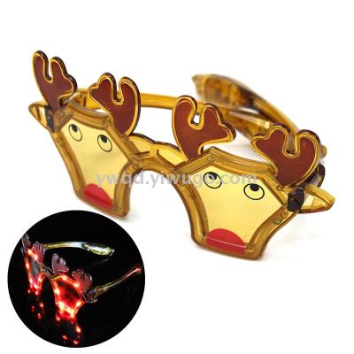 ZD-Merry Christmas Merry Christmas LED Flashing Glowing Glasses Antlers Glasses Santa Claus