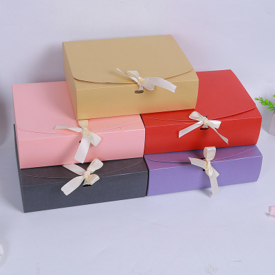 Korean Style Gift Box Customized Hand Folded Gift Box Solid Color Exquisite Jewelry Box Factory Direct Sales