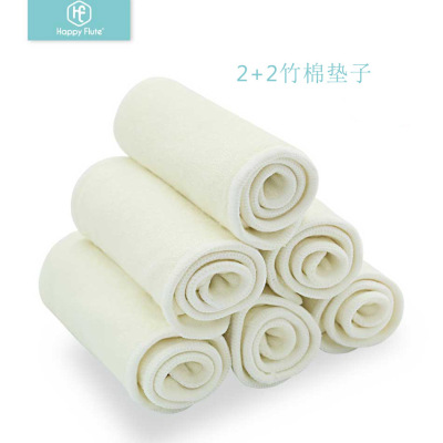 new product 2+2 bamboo cotton pad super soft breathable and more water-absorbent diaper pad washable baby diaper insert