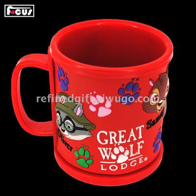 PVC soft plastic mug 3D drop plastic environmental protection big Wolf hut mug creative advertising gifts