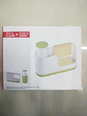 Kitchen sponge rack with double layer detachable built - in soap dispenser combination detergent storage box set