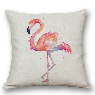 Creative Cartoon Flamingo Digital Printing Pillow Home Pillow Cover Sofa Cushion Cover without Pillow Core
