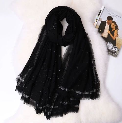 wool cashmere blended scarf korean style oversized versatile double-purpose shawl bright starry sky beads shiny craft fairy