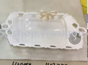 Long square small fruit plate with cover 6658