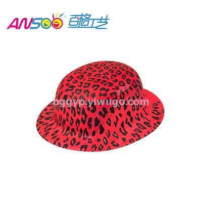 Processing Customized Fashion Party Holiday Party Hat Leopard Print round Cap PVC Printing Pattern Factory Direct Sales