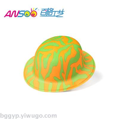 Holiday PVC Hat Factory Direct Sales Party Custom Fancy Dress Ball Fluorescent Printing round Cap Custom Printing Pattern