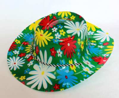 New PVC Printed Cowboy Hat Top Hat Party Dance Hat Dress up Festival