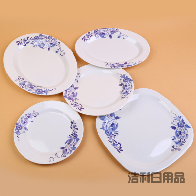 Miamine blue and white porcelain disc imitation tableware plate circular plate plastic plate-fry plate buffet plate