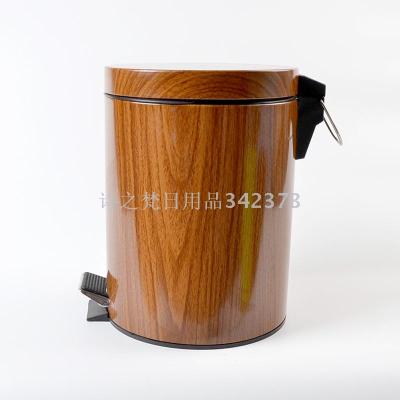 Wood - grain stainless steel garbage bin foot round 5 l8l12l hotel garbage bin household
