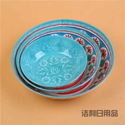 Chinese life tableware creative imitation porcelain amine pure color small rice bowl easy to wash household small rice bowl soup bowl
