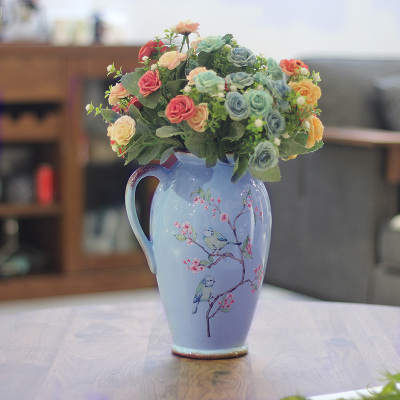 Handicraft rural rural warbler flower drizzle hand-painted vase small ceramic vase household ornamentsr 