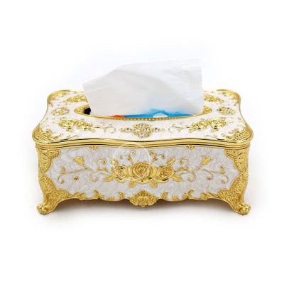 High-grade zinc alloy paper towel box rose metal paper towel box hotel household articles the living room displays a gift