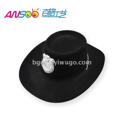 Flocking Police Cowboy Hat PVC Material Customized Printing Logo Factory Direct Sales Party Gathering Festival Activity Hats