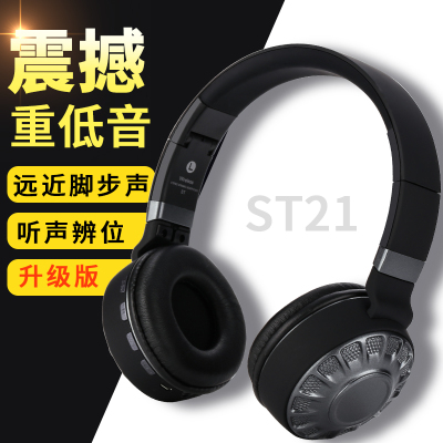Headset stereo wireless headset can plug in memory card with radio, mobile phone and computer