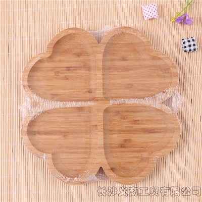 Bamboo Tray Household Bamboo Fruit Tray Creative Chinese Saucer Flower Tea Tray Polygon Bamboo Craft