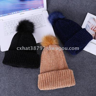 South Chesapeake pure color of autumn and winter day snow neal warm wool hat \"women 's Japanese fashion versatile with thickened earmuffs knitted pullover hat